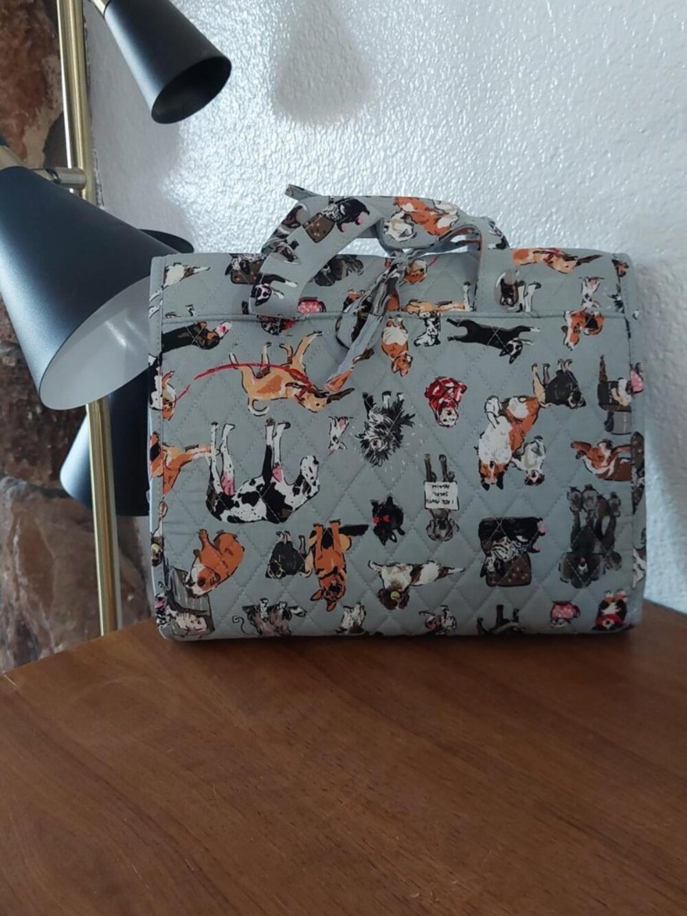 Vera Bradley Grand Hanging Travel Organizer Bag Dog Show Gray Quilted Cotton #ma - Picture 2 of 7